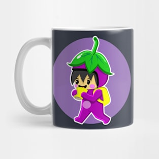 cute and funny eggplant cartoon character Mug